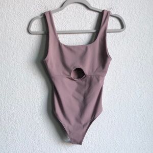 Abercrombie and Fitch Soft A&F Keyhole Tank Bodysuit Mauve Brown Tank
